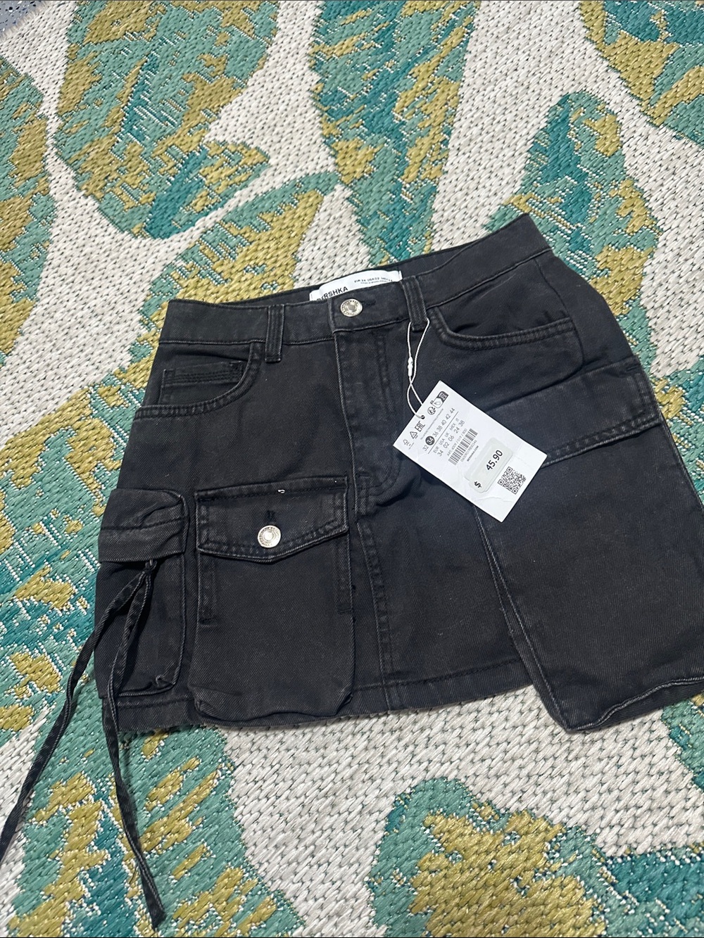 Bershka Black High-Waist Denim Skirt